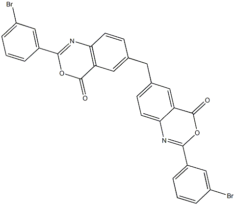 2-(3-bromophenyl)-6-{[2-(3-bromophenyl)-4-oxo-4H-3,1-benzoxazin-6-yl]methyl}-4H-3,1-benzoxazin-4-one Struktur