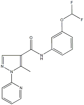 N-[3-(difluoromethoxy)phenyl]-5-methyl-1-(2-pyridinyl)-1H-pyrazole-4-carboxamide Struktur