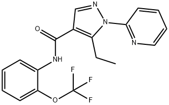 5-ethyl-1-(2-pyridinyl)-N-[2-(trifluoromethoxy)phenyl]-1H-pyrazole-4-carboxamide Struktur