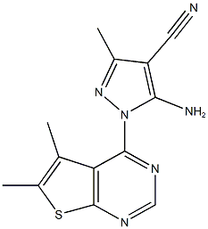 5-amino-1-(5,6-dimethylthieno[2,3-d]pyrimidin-4-yl)-3-methyl-1H-pyrazole-4-carbonitrile Struktur