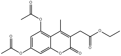 ethyl [5,7-bis(acetyloxy)-4-methyl-2-oxo-2H-chromen-3-yl]acetate Struktur