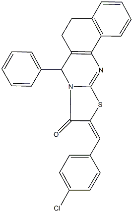 10-(4-chlorobenzylidene)-7-phenyl-5,7-dihydro-6H-benzo[h][1,3]thiazolo[2,3-b]quinazolin-9(10H)-one Struktur