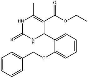 ethyl 4-[2-(benzyloxy)phenyl]-6-methyl-2-thioxo-1,2,3,4-tetrahydro-5-pyrimidinecarboxylate Struktur