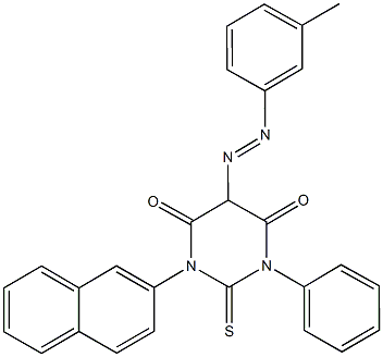 5-[(3-methylphenyl)diazenyl]-1-(2-naphthyl)-3-phenyl-2-thioxodihydro-4,6(1H,5H)-pyrimidinedione Struktur