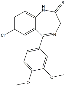 7-chloro-5-(3,4-dimethoxyphenyl)-1,3-dihydro-2H-1,4-benzodiazepine-2-thione Struktur