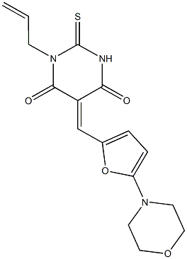 1-allyl-5-{[5-(4-morpholinyl)-2-furyl]methylene}-2-thioxodihydro-4,6(1H,5H)-pyrimidinedione Struktur