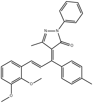 4-[3-(2,3-dimethoxyphenyl)-1-(4-methylphenyl)-2-propenylidene]-5-methyl-2-phenyl-2,4-dihydro-3H-pyrazol-3-one Struktur