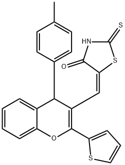 5-{[4-(4-methylphenyl)-2-(2-thienyl)-4H-chromen-3-yl]methylene}-2-thioxo-1,3-thiazolidin-4-one Struktur