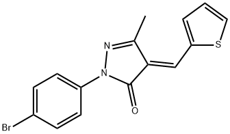 2-(4-bromophenyl)-5-methyl-4-(2-thienylmethylene)-2,4-dihydro-3H-pyrazol-3-one Struktur