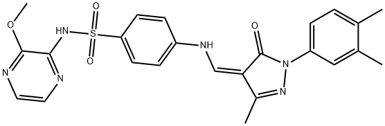 4-({[1-(3,4-dimethylphenyl)-3-methyl-5-oxo-1,5-dihydro-4H-pyrazol-4-ylidene]methyl}amino)-N-(3-methoxy-2-pyrazinyl)benzenesulfonamide Struktur