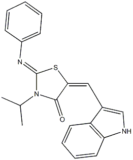 5-(1H-indol-3-ylmethylene)-3-isopropyl-2-(phenylimino)-1,3-thiazolidin-4-one Struktur