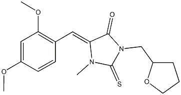 5-(2,4-dimethoxybenzylidene)-1-methyl-3-(tetrahydro-2-furanylmethyl)-2-thioxo-4-imidazolidinone Struktur