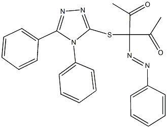 3-[(4,5-diphenyl-4H-1,2,4-triazol-3-yl)sulfanyl]-3-(phenyldiazenyl)-2,4-pentanedione Struktur