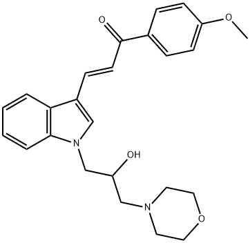 3-{1-[2-hydroxy-3-(4-morpholinyl)propyl]-1H-indol-3-yl}-1-(4-methoxyphenyl)-2-propen-1-one Struktur