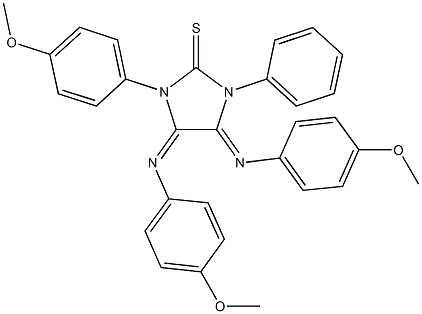 1-(4-methoxyphenyl)-4,5-bis[(4-methoxyphenyl)imino]-3-phenylimidazolidine-2-thione Struktur