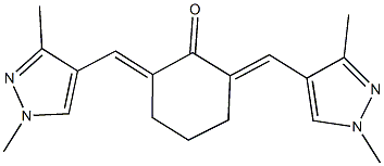 2,6-bis[(1,3-dimethyl-1H-pyrazol-4-yl)methylene]cyclohexanone Struktur