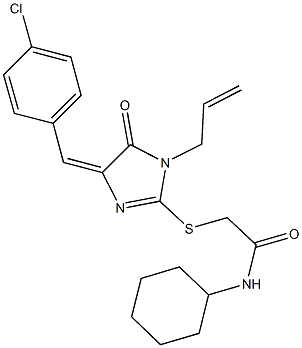 2-{[1-allyl-4-(4-chlorobenzylidene)-5-oxo-4,5-dihydro-1H-imidazol-2-yl]sulfanyl}-N-cyclohexylacetamide Struktur