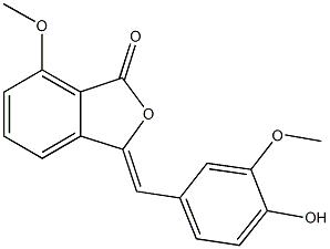 3-(4-hydroxy-3-methoxybenzylidene)-7-methoxy-2-benzofuran-1(3H)-one Struktur