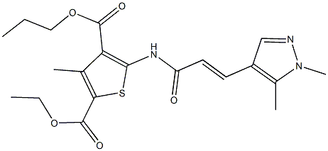 2-ethyl 4-propyl 5-{[3-(1,5-dimethyl-1H-pyrazol-4-yl)acryloyl]amino}-3-methyl-2,4-thiophenedicarboxylate Struktur