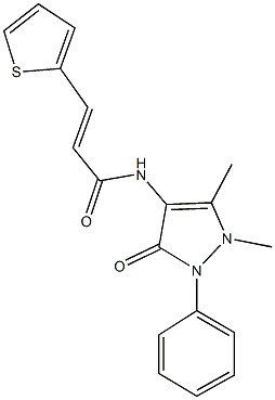 N-(1,5-dimethyl-3-oxo-2-phenyl-2,3-dihydro-1H-pyrazol-4-yl)-3-(2-thienyl)acrylamide Struktur