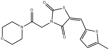 5-[(5-methyl-2-thienyl)methylene]-3-[2-(4-morpholinyl)-2-oxoethyl]-1,3-thiazolidine-2,4-dione Struktur