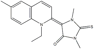 5-(1-ethyl-6-methyl-2(1H)-quinolinylidene)-1,3-dimethyl-2-thioxo-4-imidazolidinone Struktur