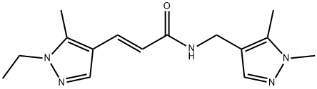 N-[(1,5-dimethyl-1H-pyrazol-4-yl)methyl]-3-(1-ethyl-5-methyl-1H-pyrazol-4-yl)acrylamide Struktur