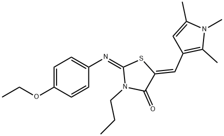 2-[(4-ethoxyphenyl)imino]-3-propyl-5-[(1,2,5-trimethyl-1H-pyrrol-3-yl)methylene]-1,3-thiazolidin-4-one Struktur