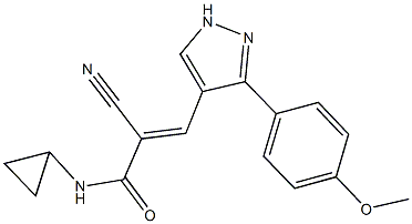 2-cyano-N-cyclopropyl-3-[3-(4-methoxyphenyl)-1H-pyrazol-4-yl]acrylamide Struktur