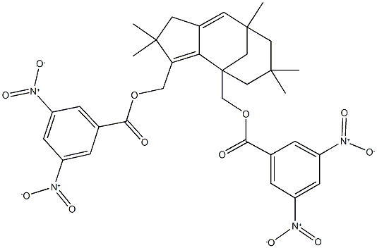 (3-{[(3,5-dinitrobenzoyl)oxy]methyl}-4,4,8,10,10-pentamethyltricyclo[6.3.1.0~2,6~]dodeca-2,6-dien-1-yl)methyl 3,5-dinitrobenzoate Struktur