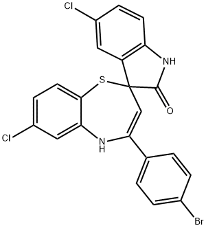 4-(4-bromophenyl)-5',7-dichloro-1',2,3',5-tetrahydrospiro([1,5]benzothiazepine-2,3'-[2'H]-indole)-2'-one Struktur