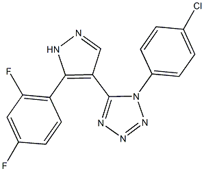 1-(4-chlorophenyl)-5-[5-(2,4-difluorophenyl)-1H-pyrazol-4-yl]-1H-tetraazole Struktur