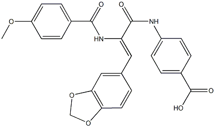 4-({3-(1,3-benzodioxol-5-yl)-2-[(4-methoxybenzoyl)amino]acryloyl}amino)benzoic acid Struktur