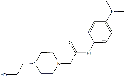 N-[4-(dimethylamino)phenyl]-2-[4-(2-hydroxyethyl)-1-piperazinyl]acetamide Struktur