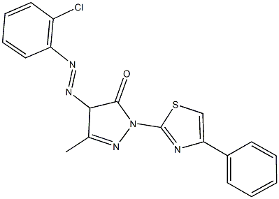 4-[(2-chlorophenyl)diazenyl]-5-methyl-2-(4-phenyl-1,3-thiazol-2-yl)-2,4-dihydro-3H-pyrazol-3-one Struktur