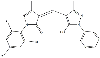 4-[(5-hydroxy-3-methyl-1-phenyl-1H-pyrazol-4-yl)methylene]-5-methyl-2-(2,4,6-trichlorophenyl)-2,4-dihydro-3H-pyrazol-3-one Struktur