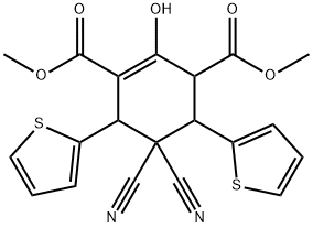 dimethyl 5,5-dicyano-2-hydroxy-4,6-di(2-thienyl)-1-cyclohexene-1,3-dicarboxylate Struktur