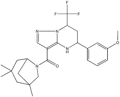 methyl 3-{7-(trifluoromethyl)-3-[(1,3,3-trimethyl-6-azabicyclo[3.2.1]oct-6-yl)carbonyl]-4,5,6,7-tetrahydropyrazolo[1,5-a]pyrimidin-5-yl}phenyl ether Struktur