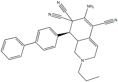 6-amino-8-[1,1'-biphenyl]-4-yl-2-propyl-2,3,8,8a-tetrahydro-5,7,7(1H)-isoquinolinetricarbonitrile Struktur