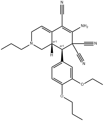 6-amino-8-(3-ethoxy-4-propoxyphenyl)-2-propyl-2,3,8,8a-tetrahydroisoquinoline-5,7,7(1H)-tricarbonitrile Struktur