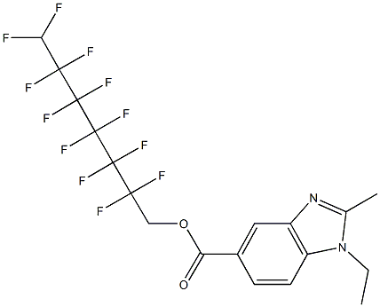 2,2,3,3,4,4,5,5,6,6,7,7-dodecafluoroheptyl 1-ethyl-2-methyl-1H-benzimidazole-5-carboxylate Struktur