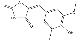 5-(4-hydroxy-3-iodo-5-methoxybenzylidene)-1,3-thiazolidine-2,4-dione Struktur