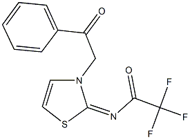 2,2,2-trifluoro-N-(3-(2-oxo-2-phenylethyl)-1,3-thiazol-2(3H)-ylidene)acetamide Struktur