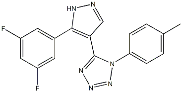 5-[5-(3,5-difluorophenyl)-1H-pyrazol-4-yl]-1-(4-methylphenyl)-1H-tetraazole Struktur