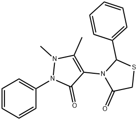 3-(1,5-dimethyl-3-oxo-2-phenyl-2,3-dihydro-1H-pyrazol-4-yl)-2-phenyl-1,3-thiazolidin-4-one Struktur