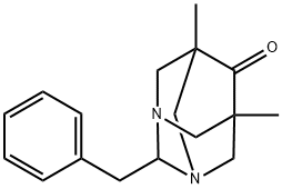 2-benzyl-5,7-dimethyl-1,3-diazatricyclo[3.3.1.1~3,7~]decan-6-one Struktur