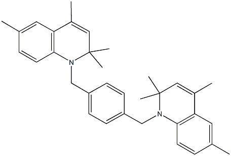 2,2,4,6-tetramethyl-1-{4-[(2,2,4,6-tetramethyl-1(2H)-quinolinyl)methyl]benzyl}-1,2-dihydroquinoline Struktur