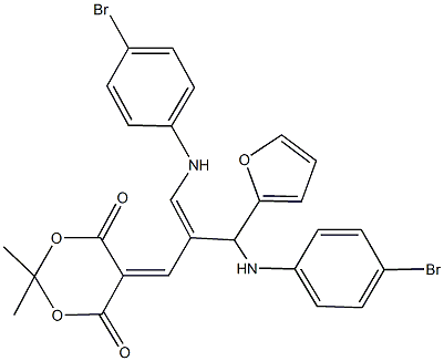 5-{3-(4-bromoanilino)-2-[(4-bromoanilino)(2-furyl)methyl]-2-propenylidene}-2,2-dimethyl-1,3-dioxane-4,6-dione Struktur