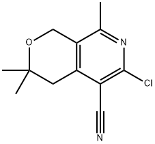 6-chloro-3,3,8-trimethyl-3,4-dihydro-1H-pyrano[3,4-c]pyridine-5-carbonitrile Struktur