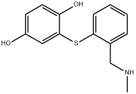 2-({2-[(methylamino)methyl]phenyl}sulfanyl)-1,4-benzenediol Struktur